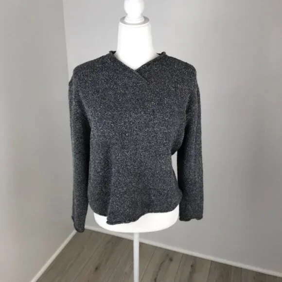 Columbia Grey Pullover Criss Cross Neck Top Size L - Picture 1 of 5